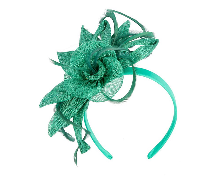 Green sinamay flower fascinator by Max Alexander - Hats From OZ