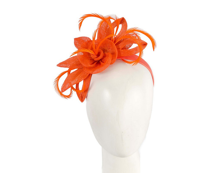 Orange sinamay flower fascinator by Max Alexander - Hats From OZ