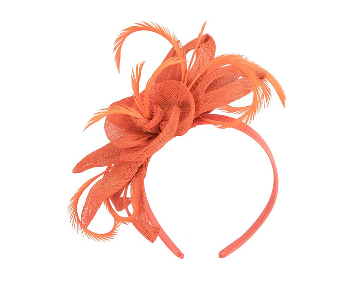 Orange sinamay flower fascinator by Max Alexander - Hats From OZ