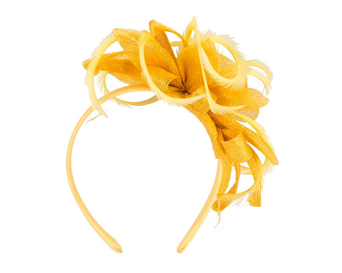 Yellow sinamay flower fascinator by Max Alexander - Hats From OZ