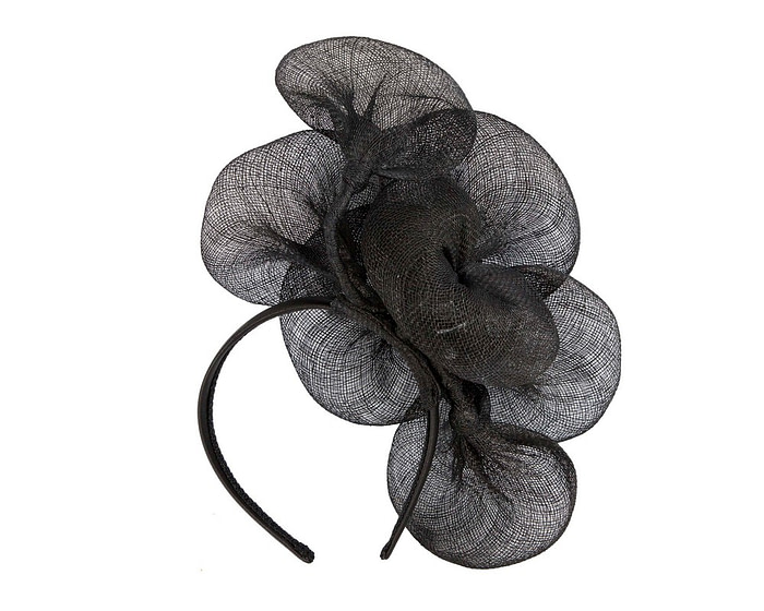 Large black sinamay flower fascinator by Max Alexander MA918 - Hats From OZ