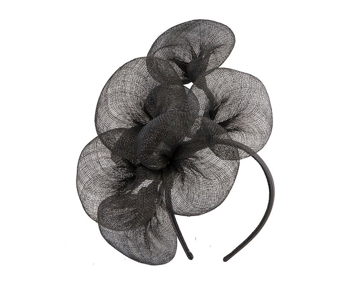 Large black sinamay flower fascinator by Max Alexander MA918 - Hats From OZ