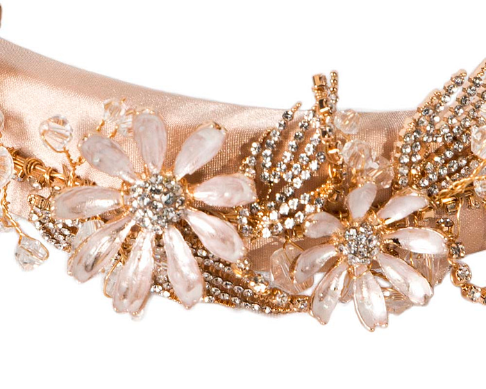 Pink gold flower fascinator headband jewelry - Hats From OZ