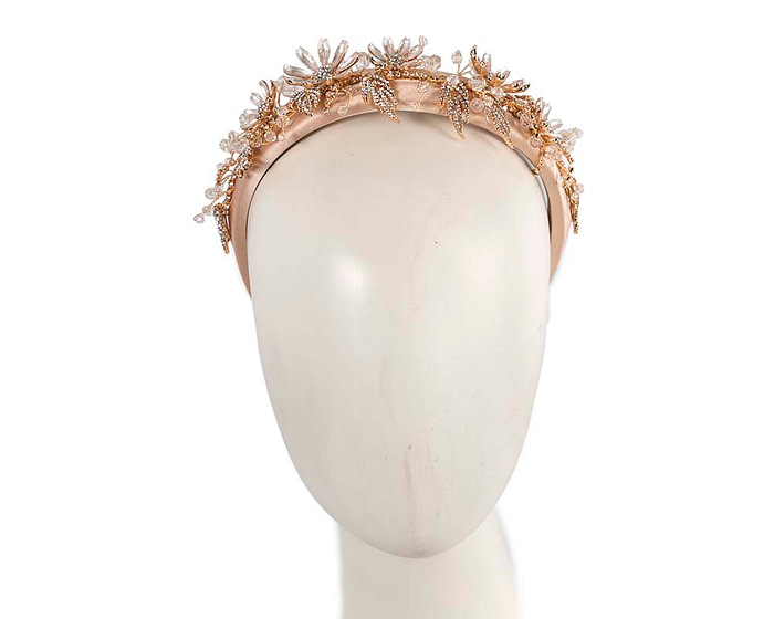 Pink gold flower fascinator headband jewelry - Hats From OZ