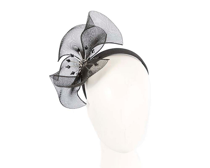 Bespoke black flower headband by Cupids Millinery - Hats From OZ