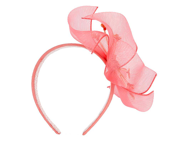 Bespoke coral flower headband by Cupids Millinery - Image 4