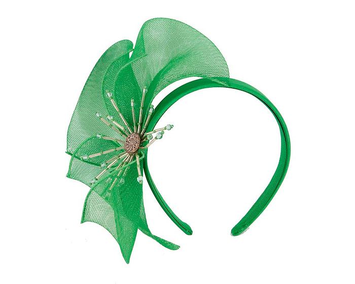 Bespoke green flower headband by Cupids Millinery - Hats From OZ