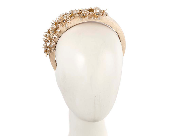 Champagne flower fascinator headband jewelry - Hats From OZ