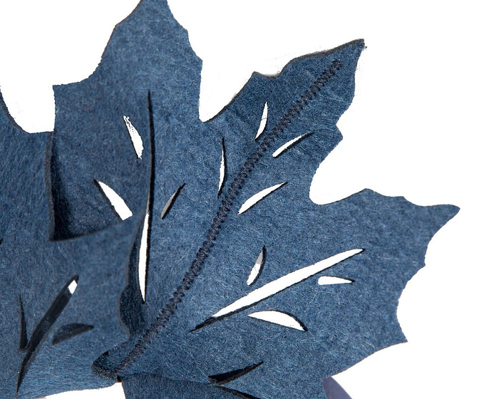 Navy laser cut maple leafs on headband - Hats From OZ