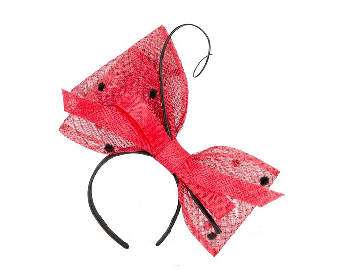 Red & Black sinamay bow fascinator by Max Alexander - Hats From OZ