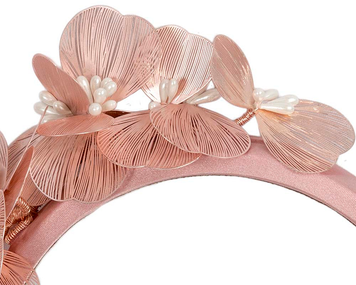 Exclusive pink gold headband fascinator by Cupids Millinery - Hats From OZ