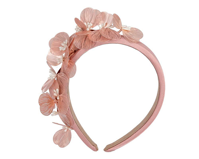 Exclusive pink gold headband fascinator by Cupids Millinery - Hats From OZ