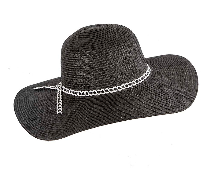 Wide brim black casual beach hat - Hats From OZ