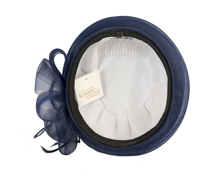 Navy Mother of the Bride pillbox hat custom made to order - Hats From OZ