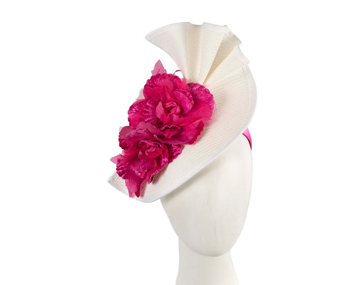 White fuchsia Melbourne Cup races fascinator by Fillies Collection