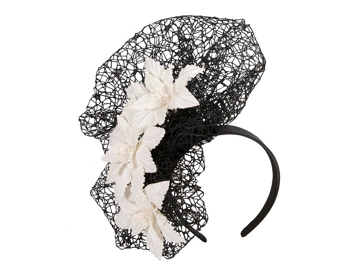 Staggering black & cream racing fascinator by Fillies Collection - Hats From OZ