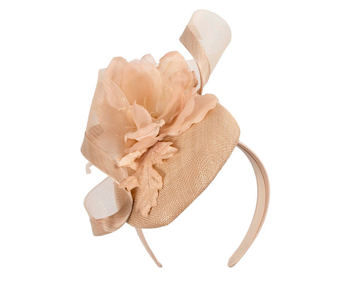 Nude pillbox fascinator with flower by Fillies Collection - Hats From OZ