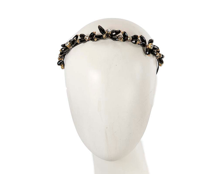 Petite black crystal headband fascinator CU575 - Hats From OZ