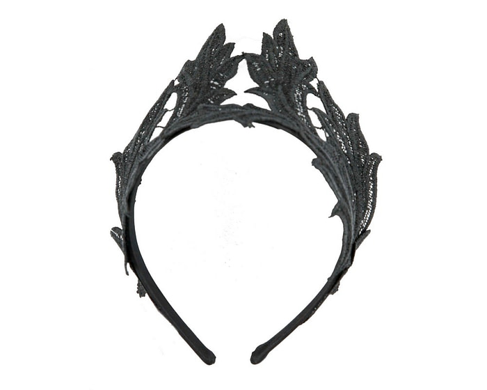 Black lace crown fascinator headband by Max Alexander MA793 - Hats From OZ