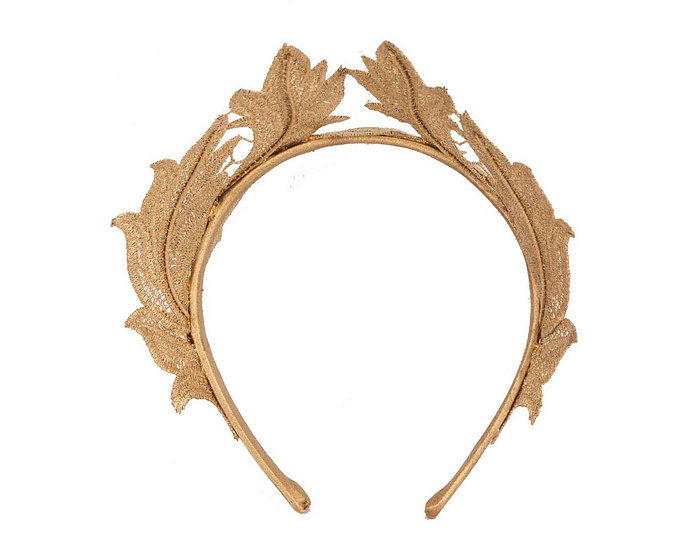 Gold lace crown fascinator headband by Max Alexander - Hats From OZ