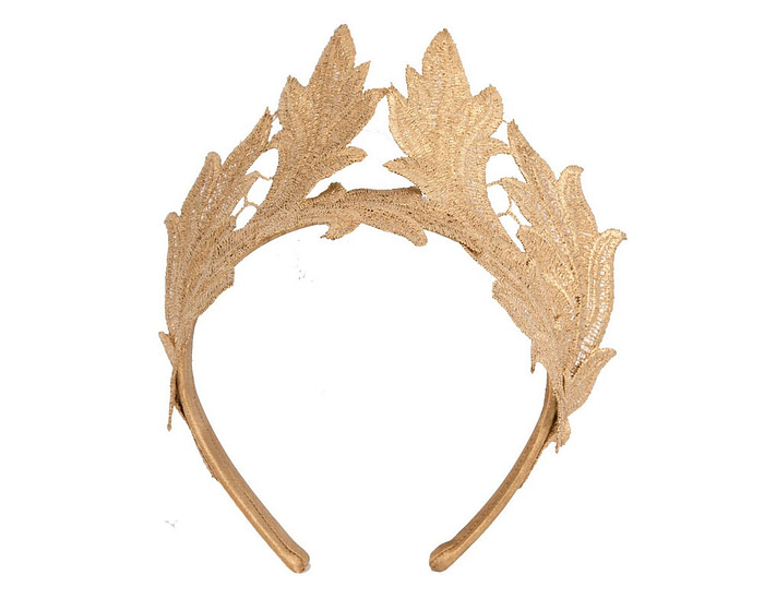 Gold lace crown fascinator headband by Max Alexander - Hats From OZ