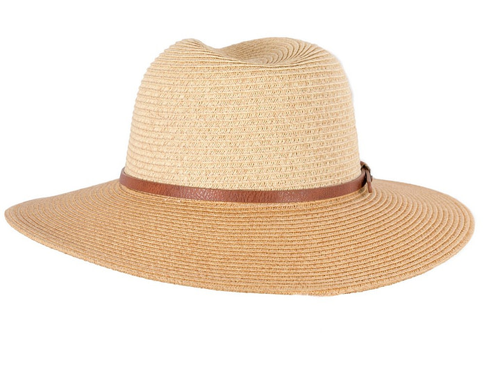 Unisex Tan Fedora Wide Brim Summer Hat - Hats From OZ