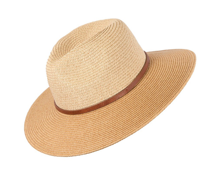 Unisex Tan Fedora Wide Brim Summer Hat - Hats From OZ