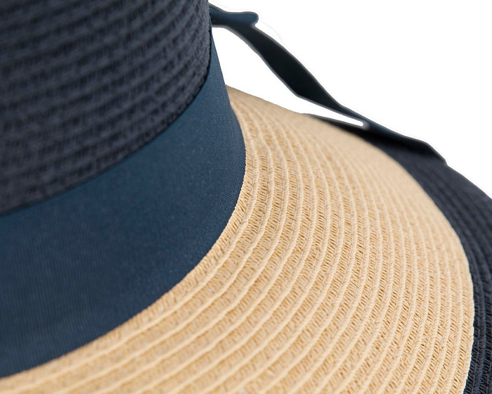 Navy Natural Wide Brim Summer Hat - Hats From OZ