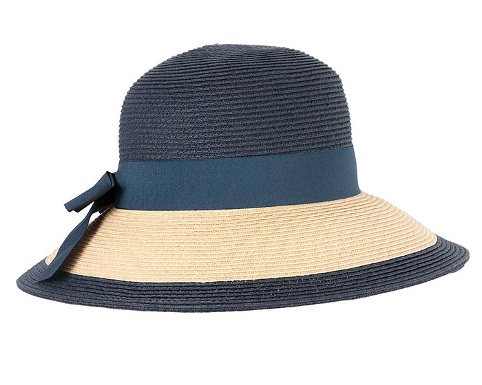 Navy Natural Wide Brim Summer Hat - Hats From OZ