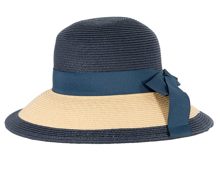 Navy Natural Wide Brim Summer Hat - Hats From OZ