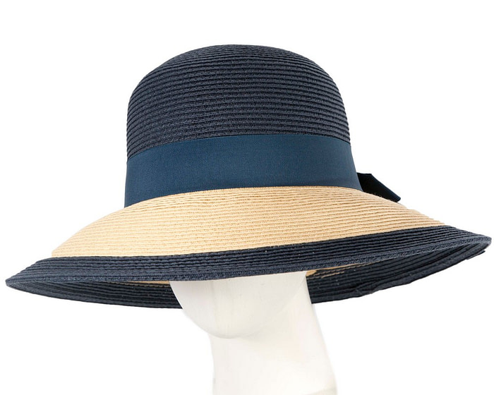 Navy Natural Wide Brim Summer Hat - Hats From OZ