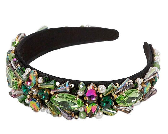 Green crystal headband by Cupids Millinery CU579 - Hats From OZ