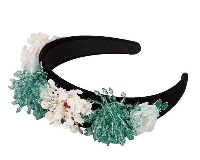 Cream & green headband by Cupids Millinery - Hats From OZ