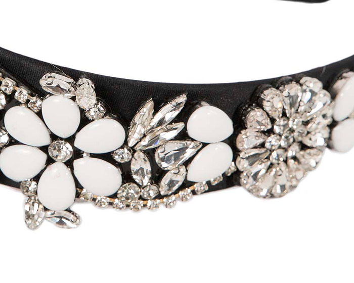 Black & white crystal headband by Cupids Millinery CU587 - Hats From OZ