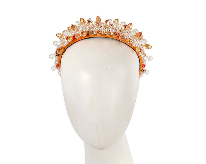 Orange crystal headband by Cupids Millinery - Hats From OZ