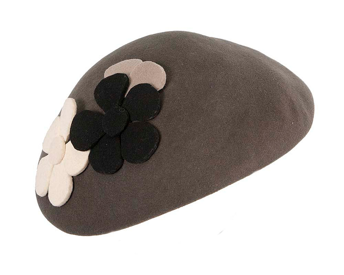 Grey winter felt beret CU615 - Hats From OZ