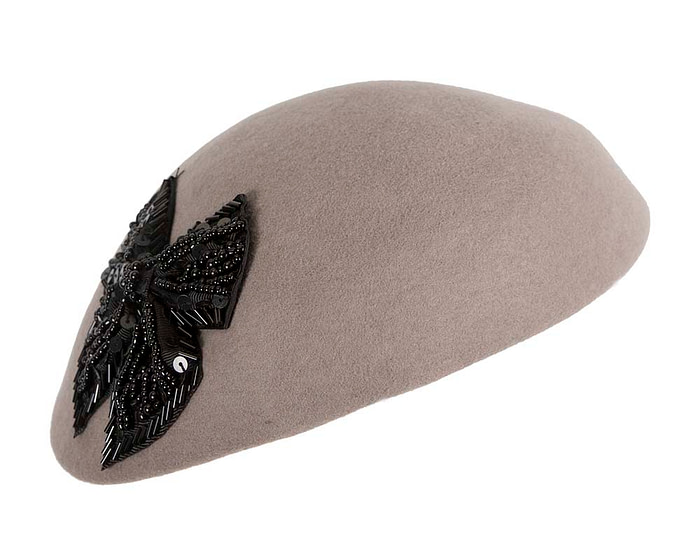 Grey winter felt beret CU618 - Hats From OZ