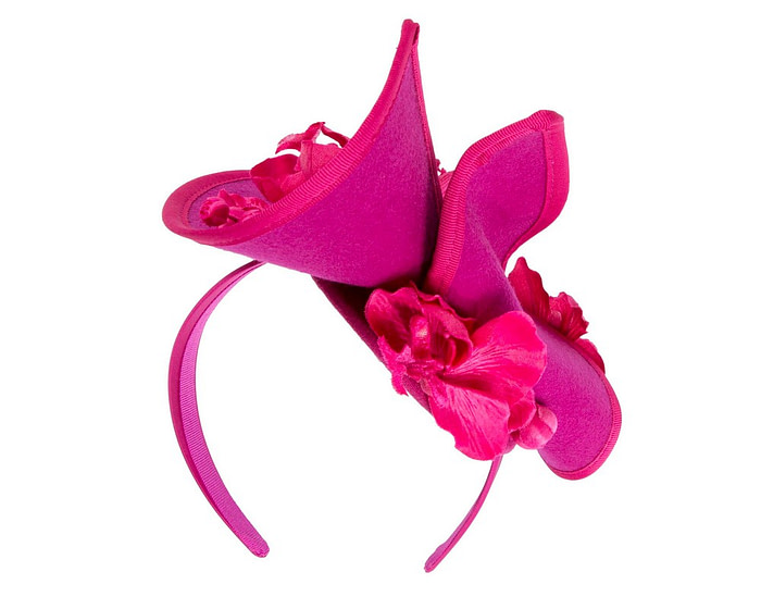 Fuchsia winter felt fascinator with orchid - Hats From OZ