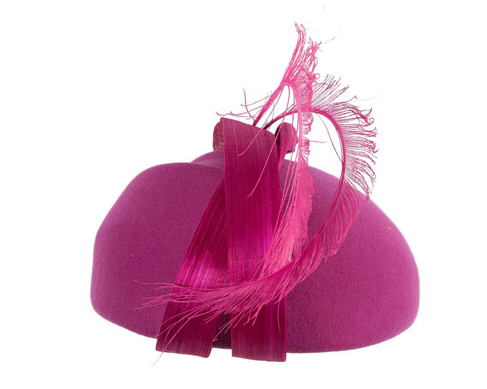 Fuchsia winter felt beret by Fillies Collection - Hats From OZ