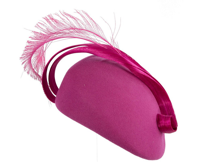 Fuchsia winter felt beret by Fillies Collection - Hats From OZ