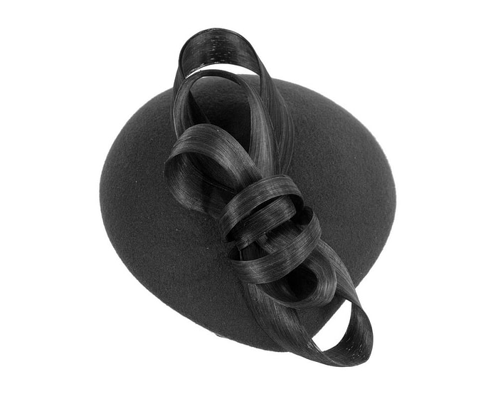 Stylish black felt beret hat by Fillies Collection - Hats From OZ