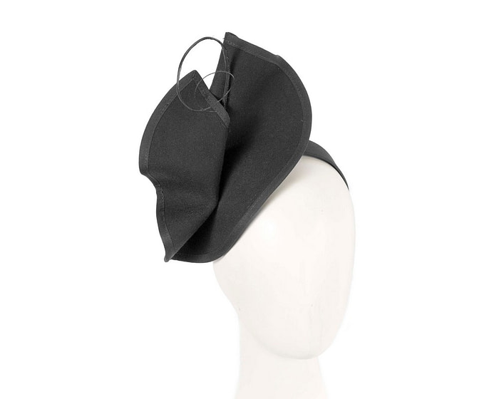 Sculpted black felt winter racing fascinator - Hats From OZ