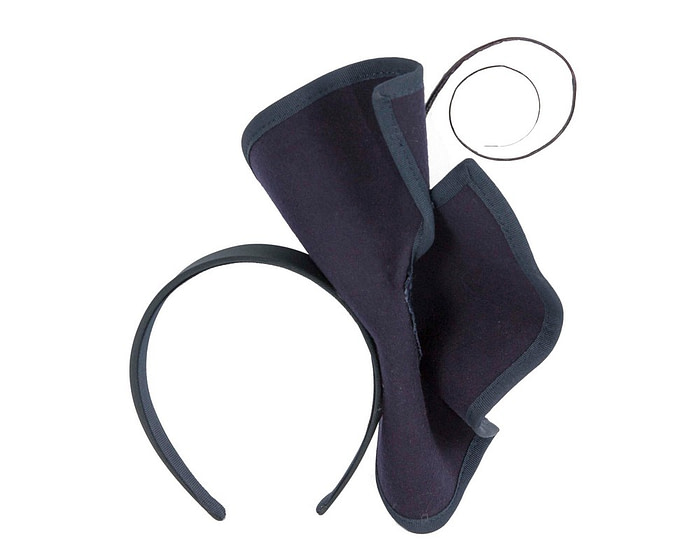 Sculpted navy felt winter racing fascinator - Hats From OZ