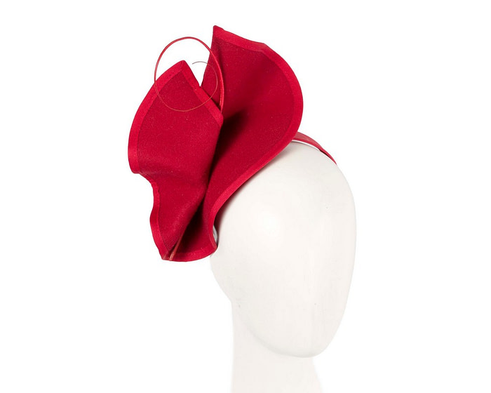 Sculpted red felt winter racing fascinator - Hats From OZ