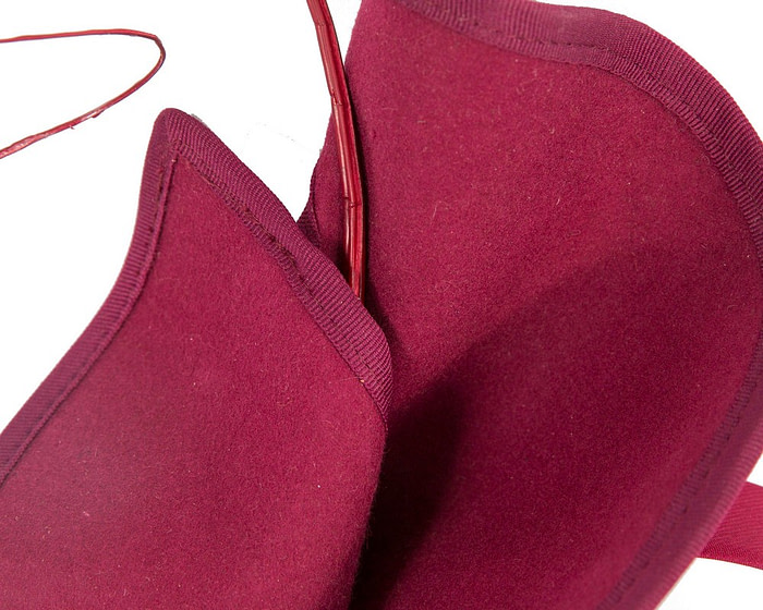 Sculpted burgundy felt winter racing fascinator - Hats From OZ