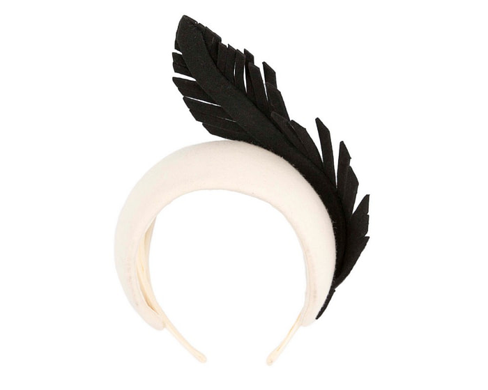 Bespoke cream & black winter racing fascinator headband - Hats From OZ