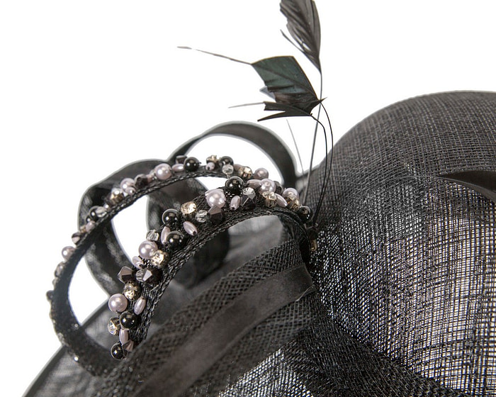 Large black sinamay fashion hat - Hats From OZ