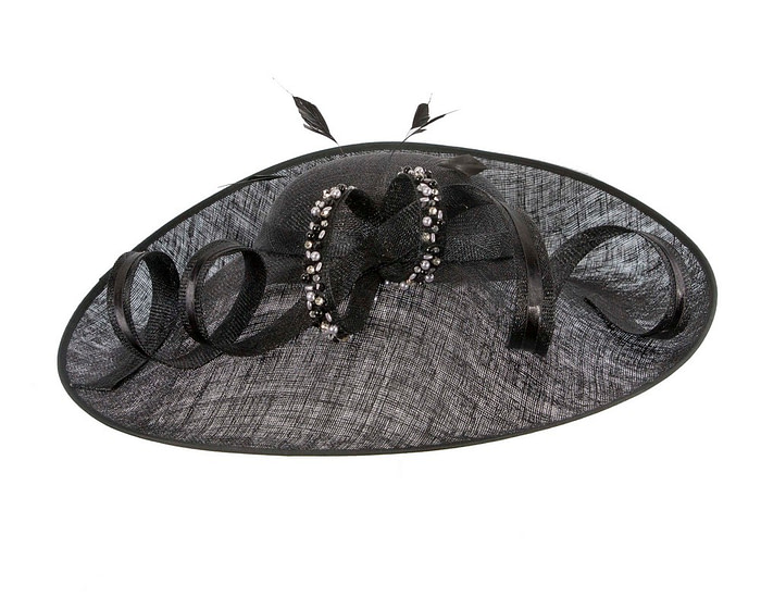 Large black sinamay fashion hat - Hats From OZ