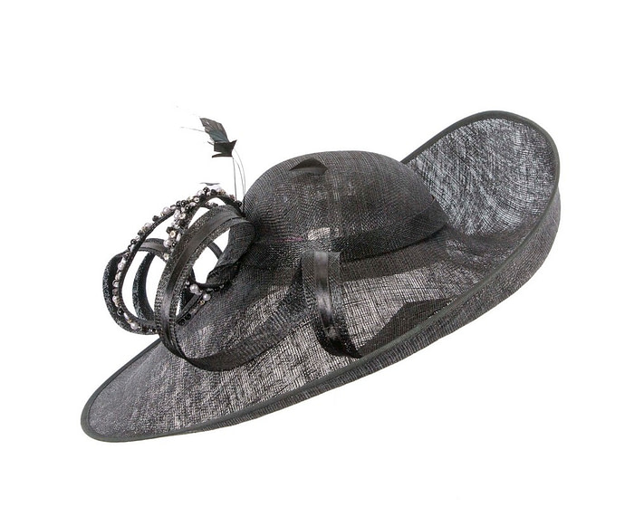 Large black sinamay fashion hat - Hats From OZ