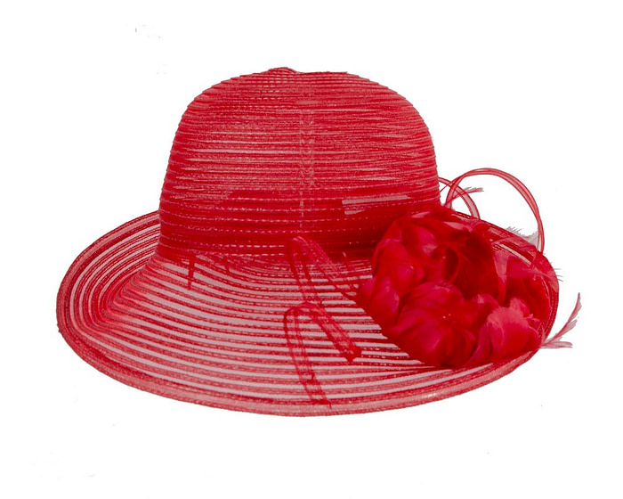 Red hat with feather flower - Hats From OZ